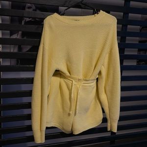 Pretty little thing PLT two piece yellow waffle knit sweater and shorts set